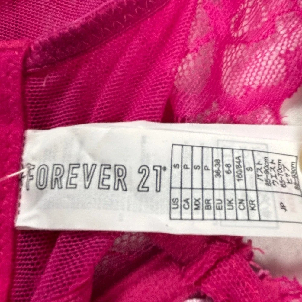Forever 21 Babydoll Lingerie Lace Trim‎ Pink Corset Style
